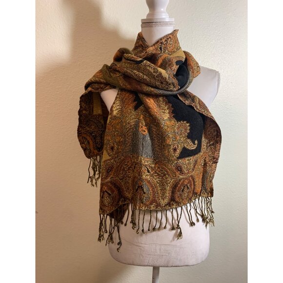 Gorgeous Rectangular Sparkle Scarf with Fringe Womens Accessory LS10 - Picture 2 of 5